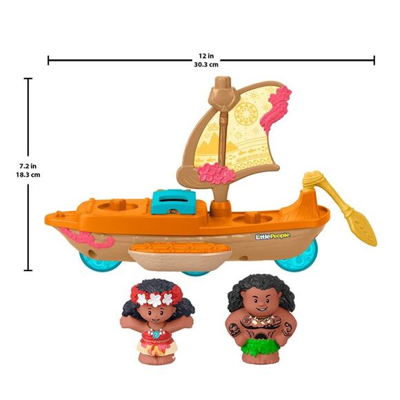 Disney Princess Moana Toys, Moana & Maui's Canoe, Fisher-Price Little People - Picture 6 of 7